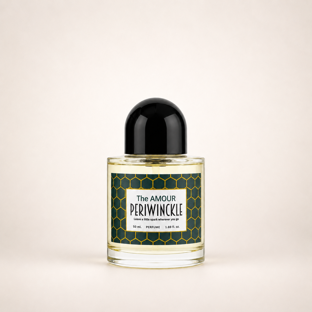 The Amour 50ml Periwinckle parfum bottle on a neutral background
