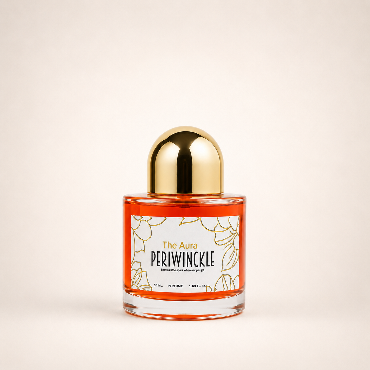 The Aura 50ml Periwinckle unisex parfum bottle on a neutral background
