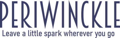 Periwinkle brand logo with tagline 'Leave a little spark wherever you go' on a white background