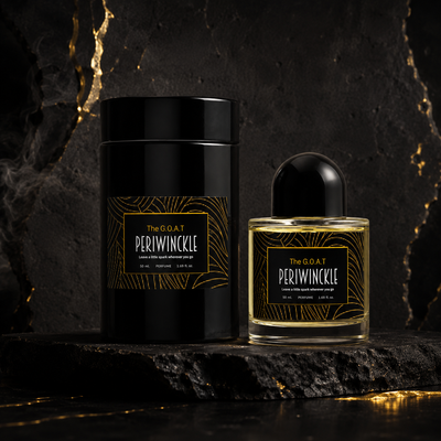 The G.O.A.T 50ml parfum bottle and packaging in a styled product display