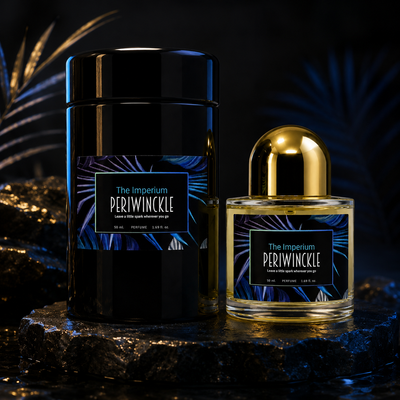 The Imperium 50ml warm spiced parfum bottle in a rich lifestyle setting