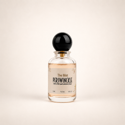 The Mist 50ml Periwinckle parfum bottle on a neutral background
